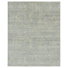 Rug 
Kilim
s Blockprint-Teppich, Blau und Grau mit cremeweißen Blumenmustern