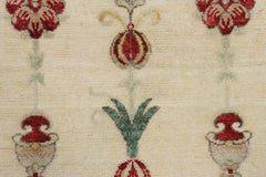 Rug & Kilim’s Block Print Rug, Cream White with Warm and Playful Floral Motifs