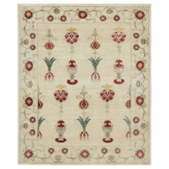 Rug & Kilim's Blockprint-Teppich, Cremeweiß mit warmen und verspielten Blumenmotiven