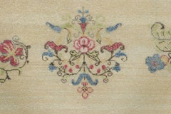 Rug & Kilim’s Block Print Rug, Cream White with Whimsical Multi-Colored Florals