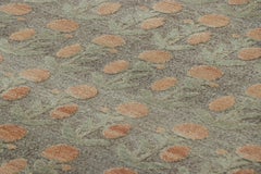Rug & Kilim’s Block Print Rug Design. Brown and Green and Orange Floral Patterns