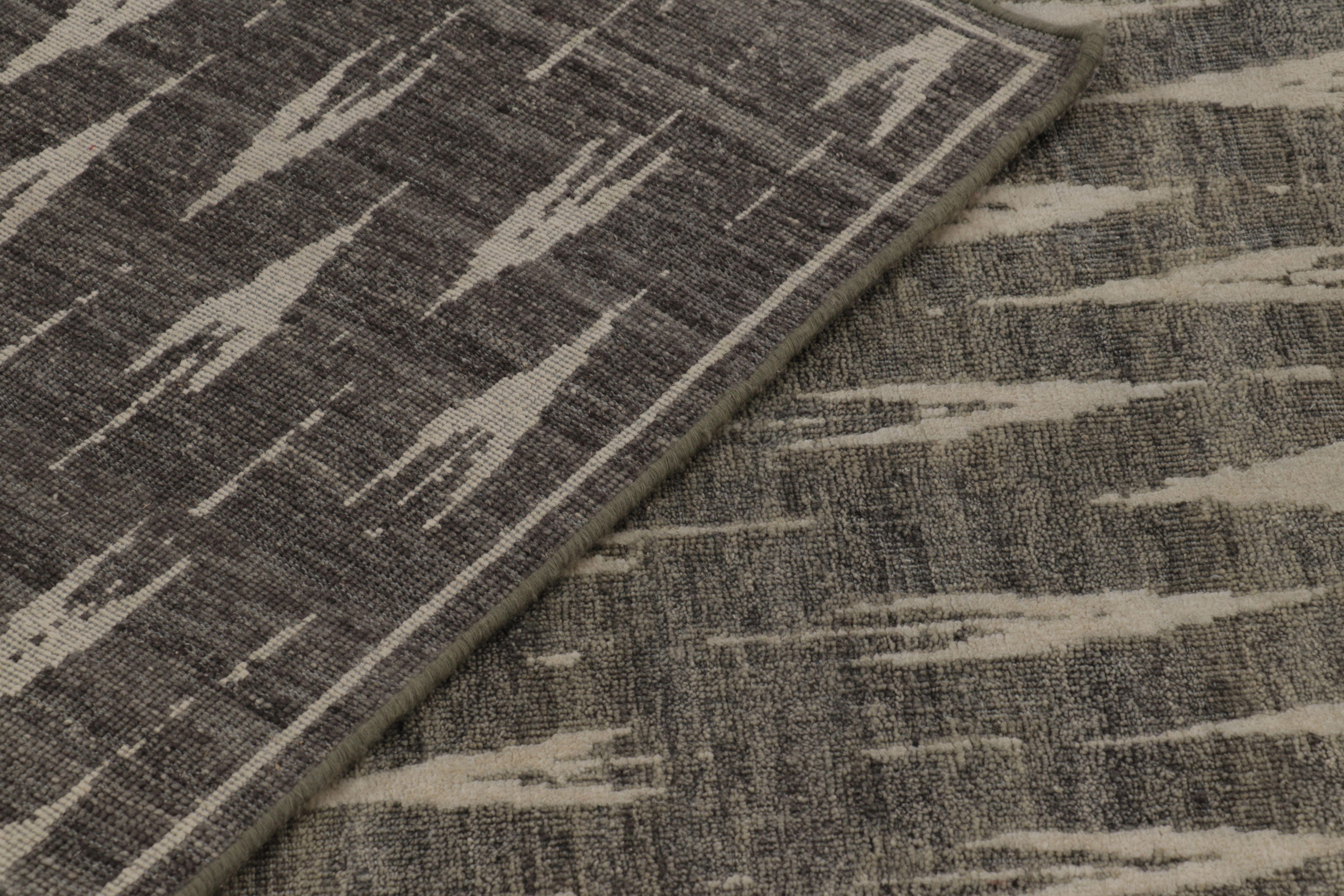 Tappeto Rug & Kilim con stampa a blocchi in marrone e motivi di Arrow in grigio in vendita 1