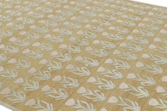 Rug & Kilim’s Block Print Rug Design with Pink and Green Floral Patterns