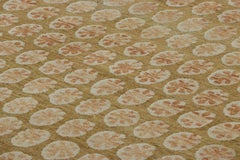Rug & Kilim’s Block Print Rug, Gold with Cream and Peach Floral Patterns