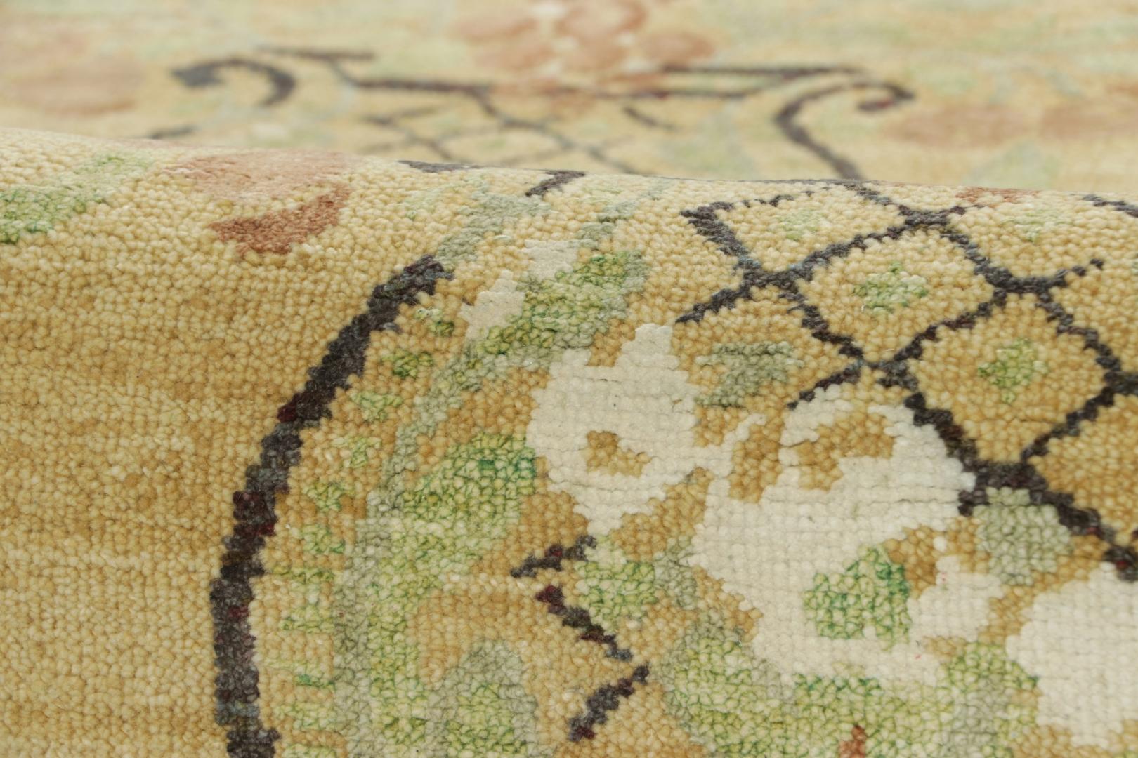 Rug & Kilim's Block print Rug in Beige, Green and Rust Floral Vase Motifs Neuf - En vente à Long Island City, NY