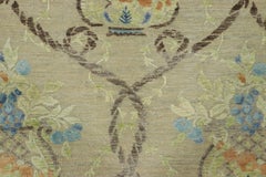 Rug & Kilim’s Block Print Rug in Beige with Elegant Floral Vase Motifs
