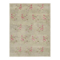Tappeto Rug & Kilim con stampa a blocchi, color taupe con motivi floreali vivaci e stravaganti