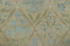Rug & Kilim’s Block Print Rug with Blue and Green Floral Patterns