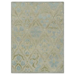 Rug & Kilim's Blockdruck-Teppich mit blauen und grünen Blumenmustern