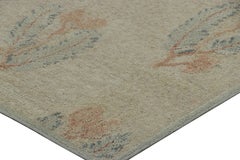 Rug & Kilim’s Block Print Rug with Brown and Green Floral Patterns