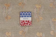 Rug & Kilim’s Block Print Rug with Ochre and Beige Wildflower Florals
