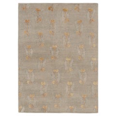 Rug & Kilim’s Block Print Rug with Ochre and Beige Wildflower Florals