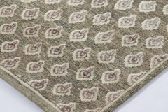 Rug & Kilim’s Block Print Runner Rug, Brown with Cream Floral Motifs