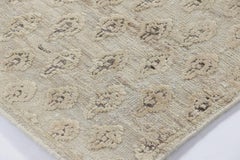 Rug & Kilim’s Block Print Runner Rug, Brown with Cream Floral Motifs