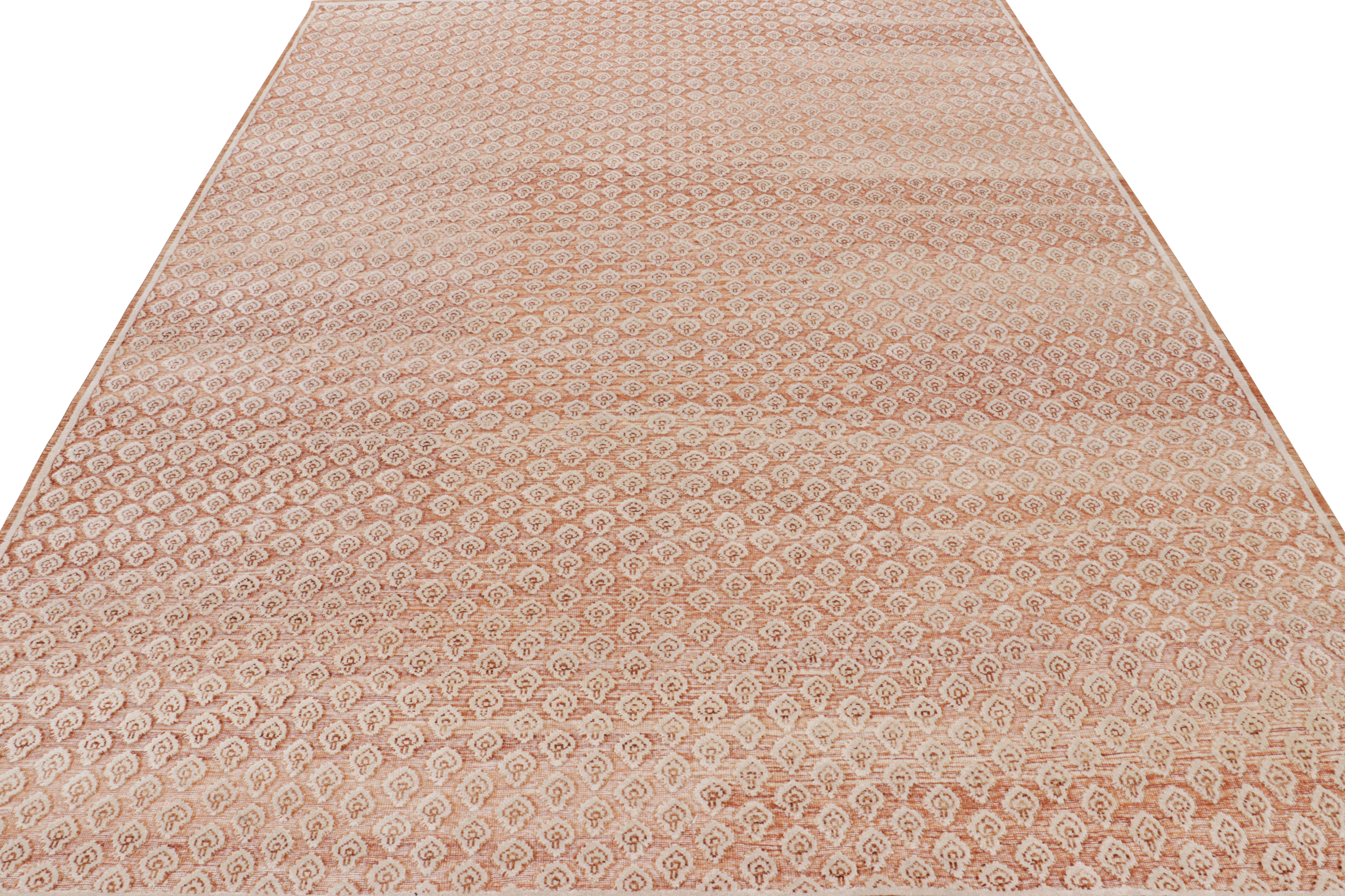 Rug & Kilim's Blockdruck-Läufer in Rot und Rosa mit weißem Blumenmuster (Indisch) im Angebot