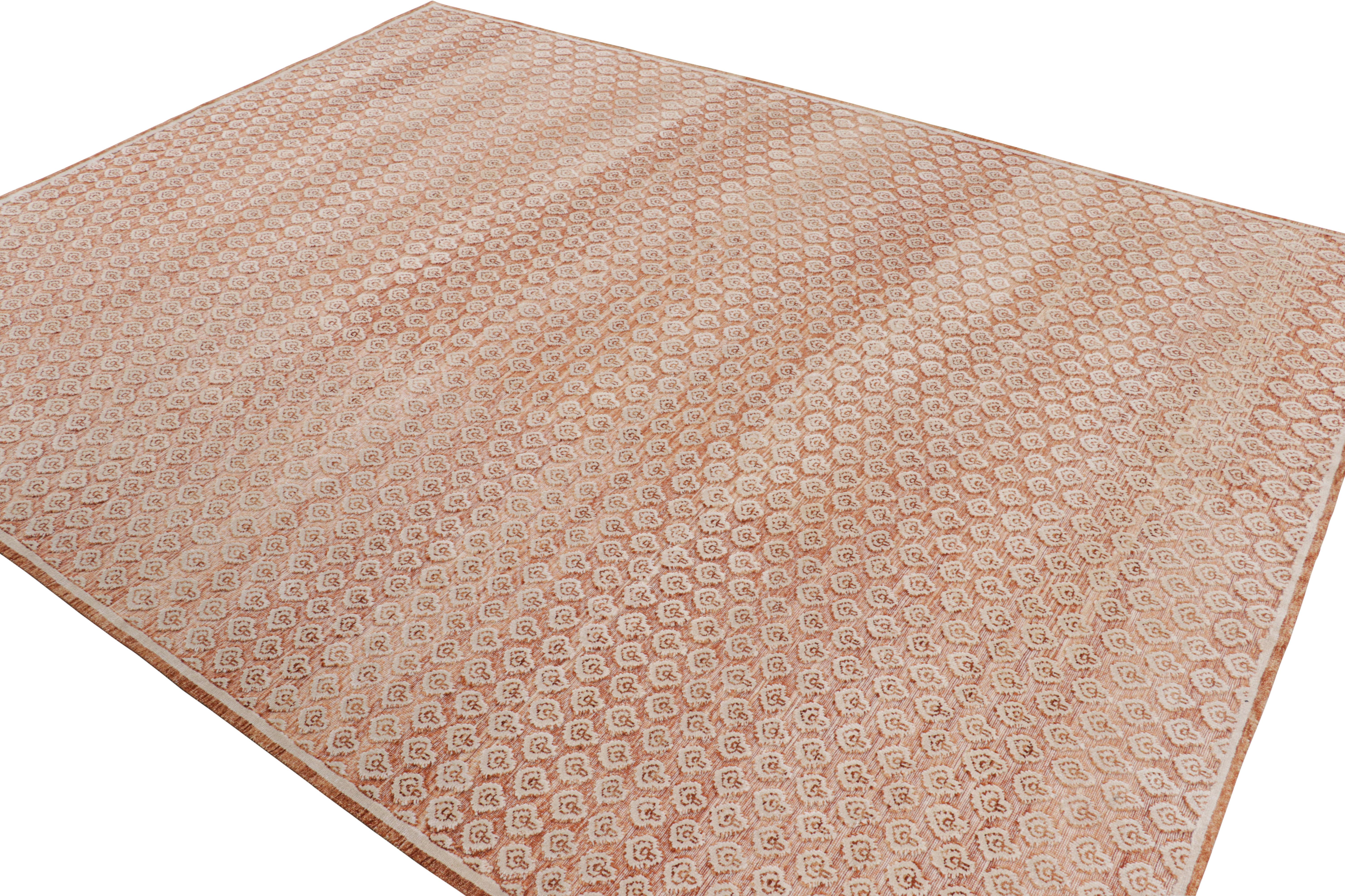 Rug & Kilim's Blockdruck-Läufer in Rot und Rosa mit weißem Blumenmuster (Handgeknüpft) im Angebot