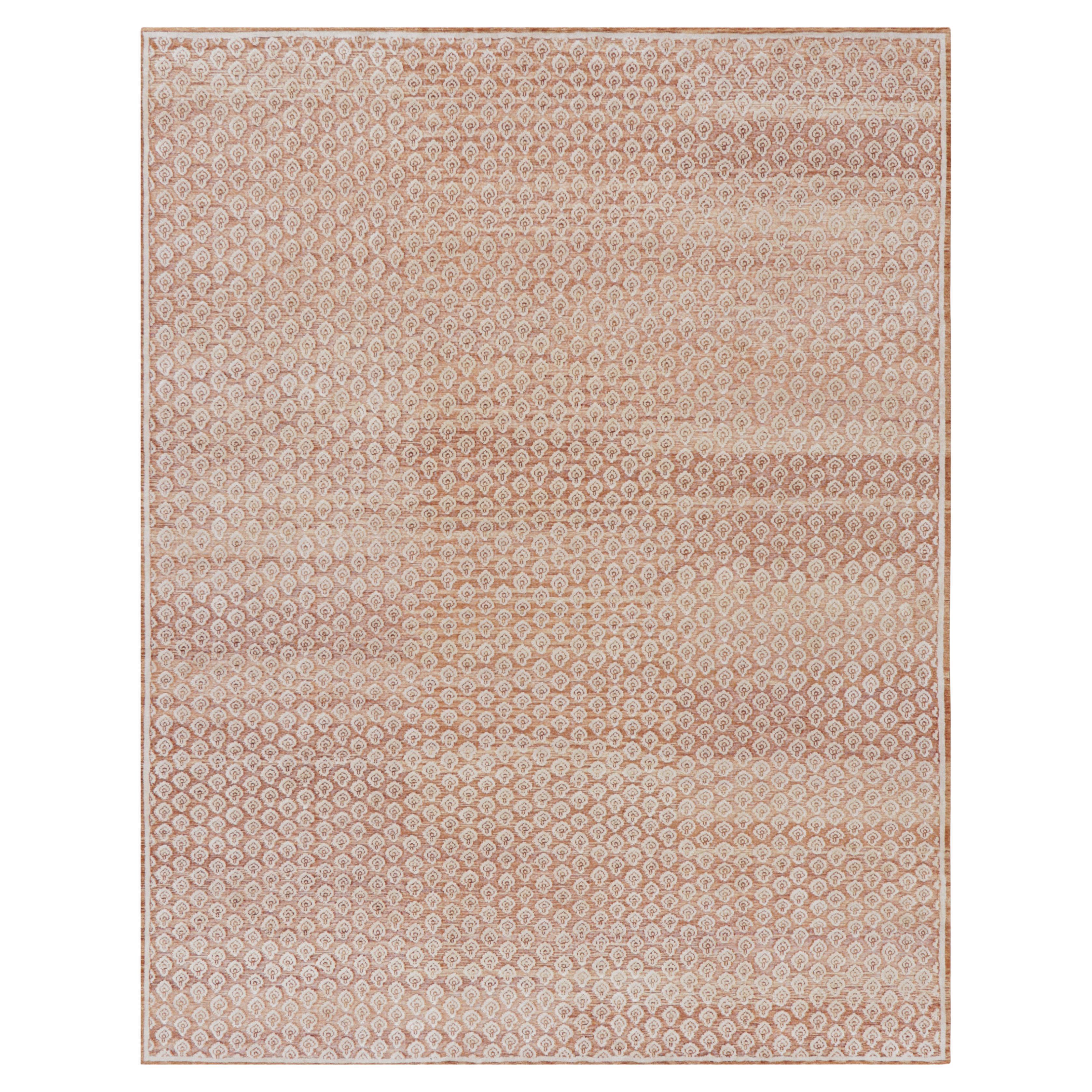 Rug & Kilim’s Block Print Runner Rug in Red and Pink with White Floral Pattern