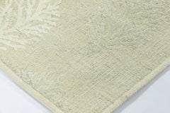 Rug & Kilim’s Block Print Runner Rug with Beige and Sage Green Floral Pattern
