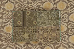 Rug & Kilim’s Block Print Runner with Gold & Beige-Brown Geometric Pattern