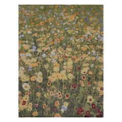 Rug & Kilim’s Botanical Rug in Green with Floral Patterns - “Summer Dream”