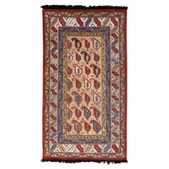 Rug & Kilim's Burano Beige Gold and Red Wool Rug with Boteh Patterns and Blue