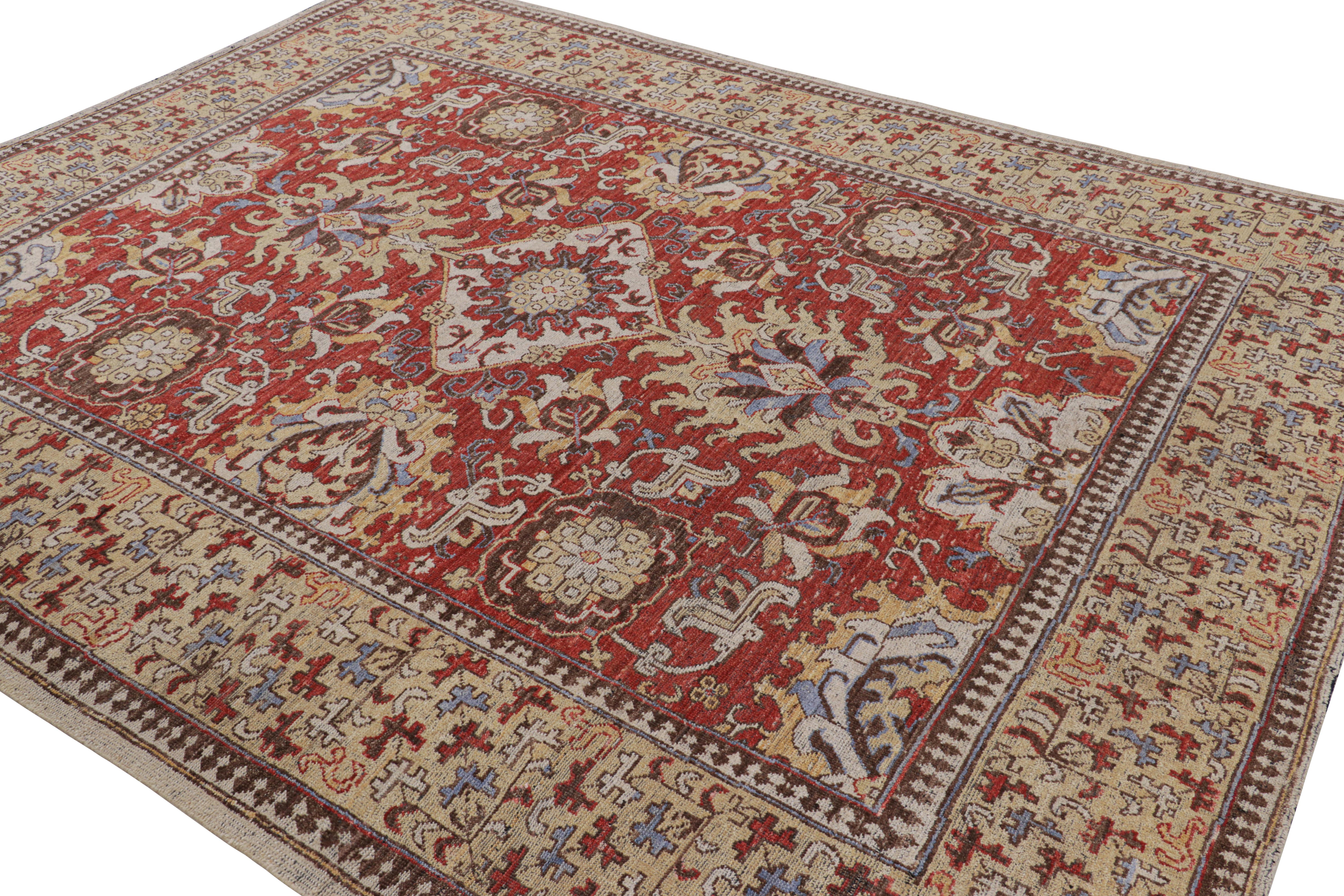 Alfombra Burano de Rug & Kilim de estilo Kuba caucásico en rojo con estampado floral en flor en Nuevo estado para la venta en Long Island City, NY