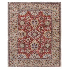 Rug & Kilim’s Burano Caucasian Kuba Style Rug in Red with Blossom Floral Pattern