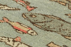 Rug & Kilim’s Burano Custom Rug Sample In Blue with Colorful Fish Pictorial