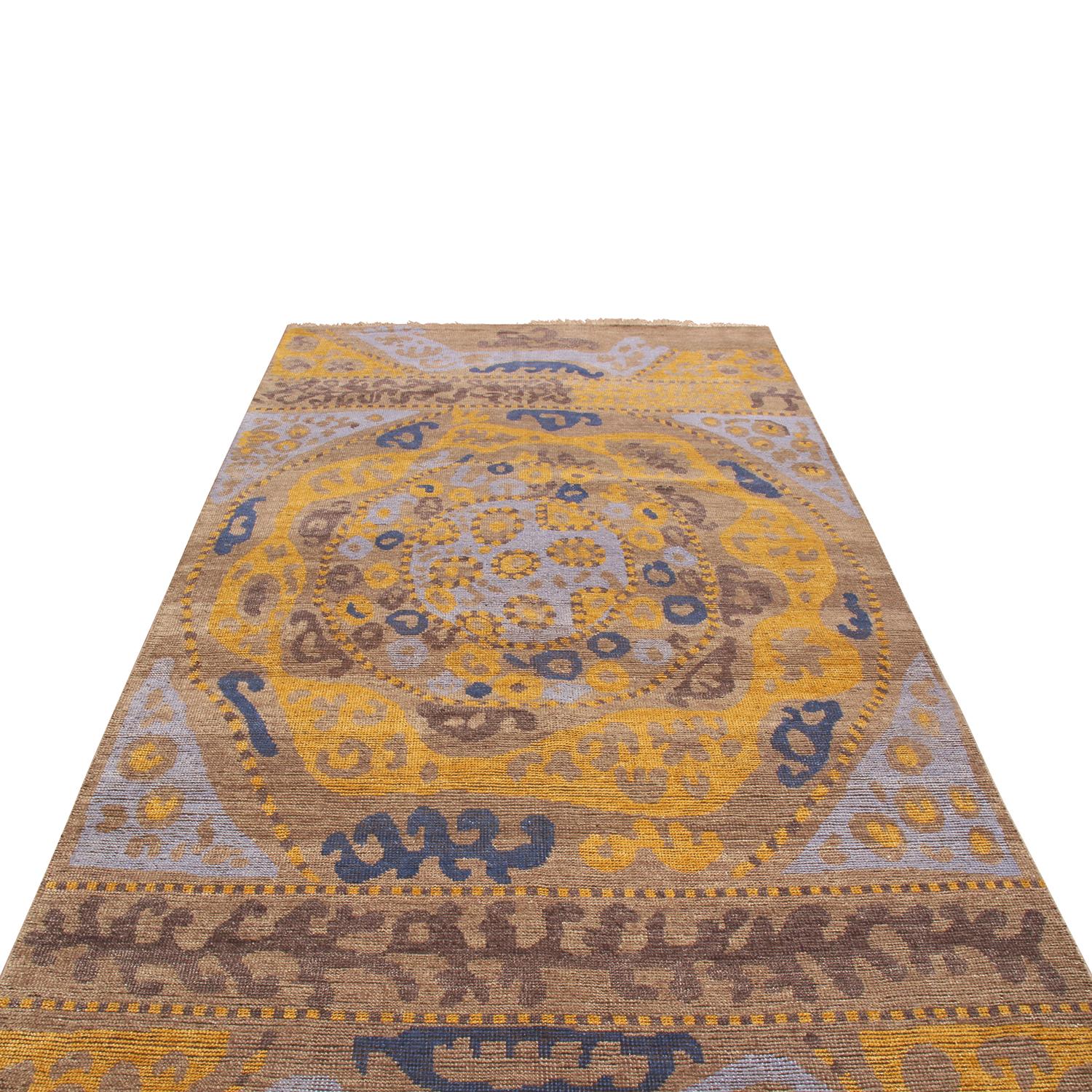 This custom capable stock rug represents the latest bold additions to Rug & Kilim's Burano collection, reputed for its pioneering method of capturing classic patterns with especially European sensible interpretations of Oriental inspirations.