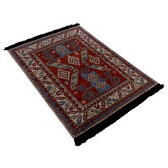 Rug & Kilim’s Burano Kazak Style Geometric Beige Red and Blue Wool Custom Rug