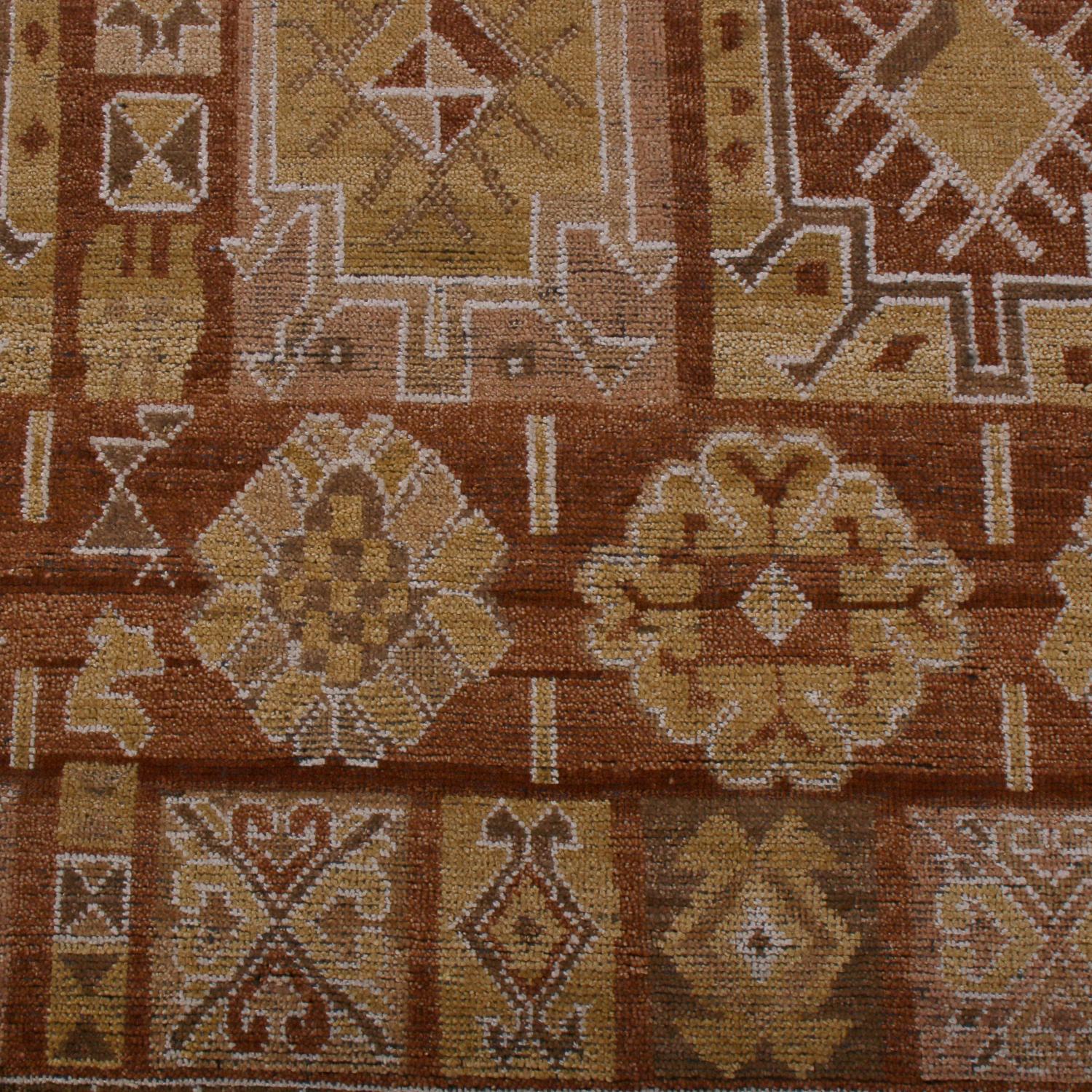 Teppich & Kilim's Burano Kuba Style Geometrisch Beige Braun und Gold Wolle Custom Teppich (Indisch) im Angebot