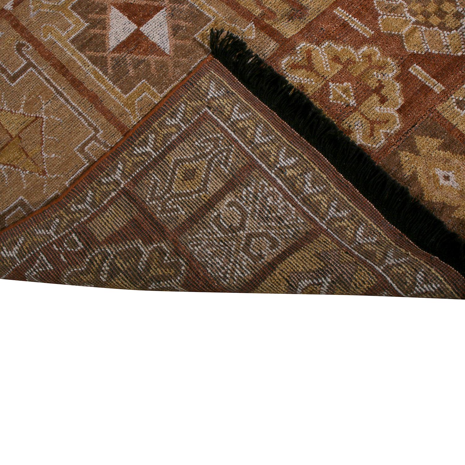 Teppich & Kilim's Burano Kuba Style Geometrisch Beige Braun und Gold Wolle Custom Teppich (Handgeknüpft) im Angebot