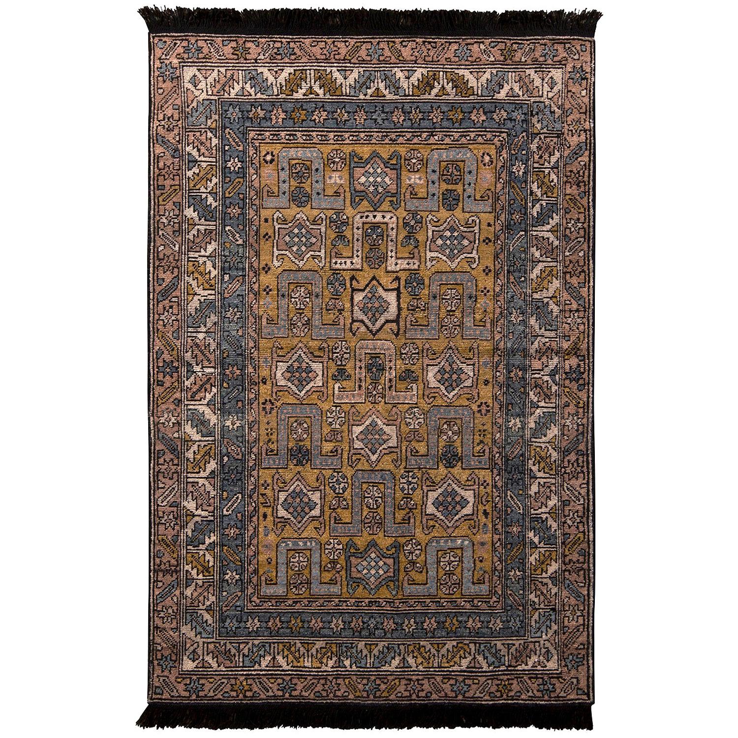 Teppich & Kilim's Burano Kuba Style Geometrisch Beige Braun Wolle Custom Teppich im Angebot
