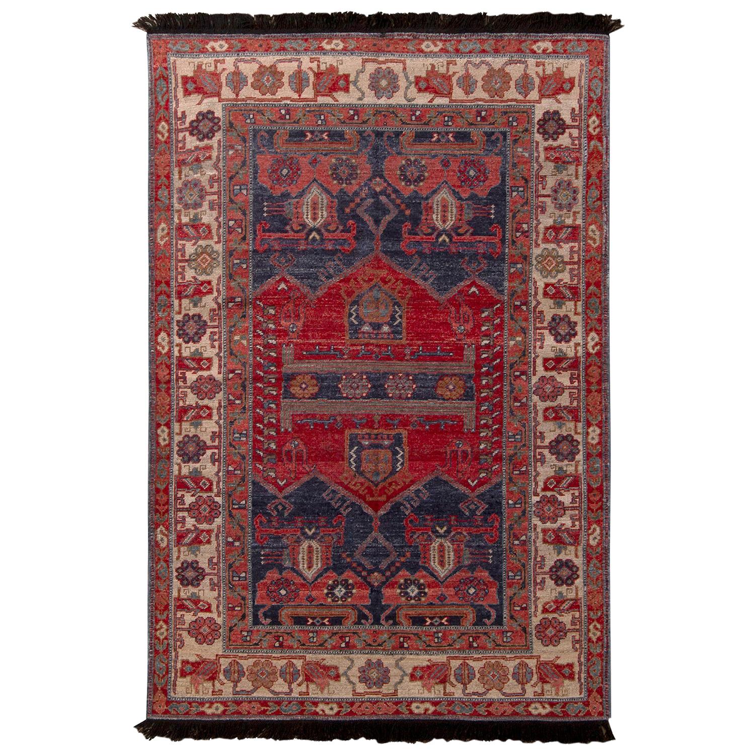 Rug
Kilim, tappeto persiano Burano in stile Hamadan in lana beige e rosso