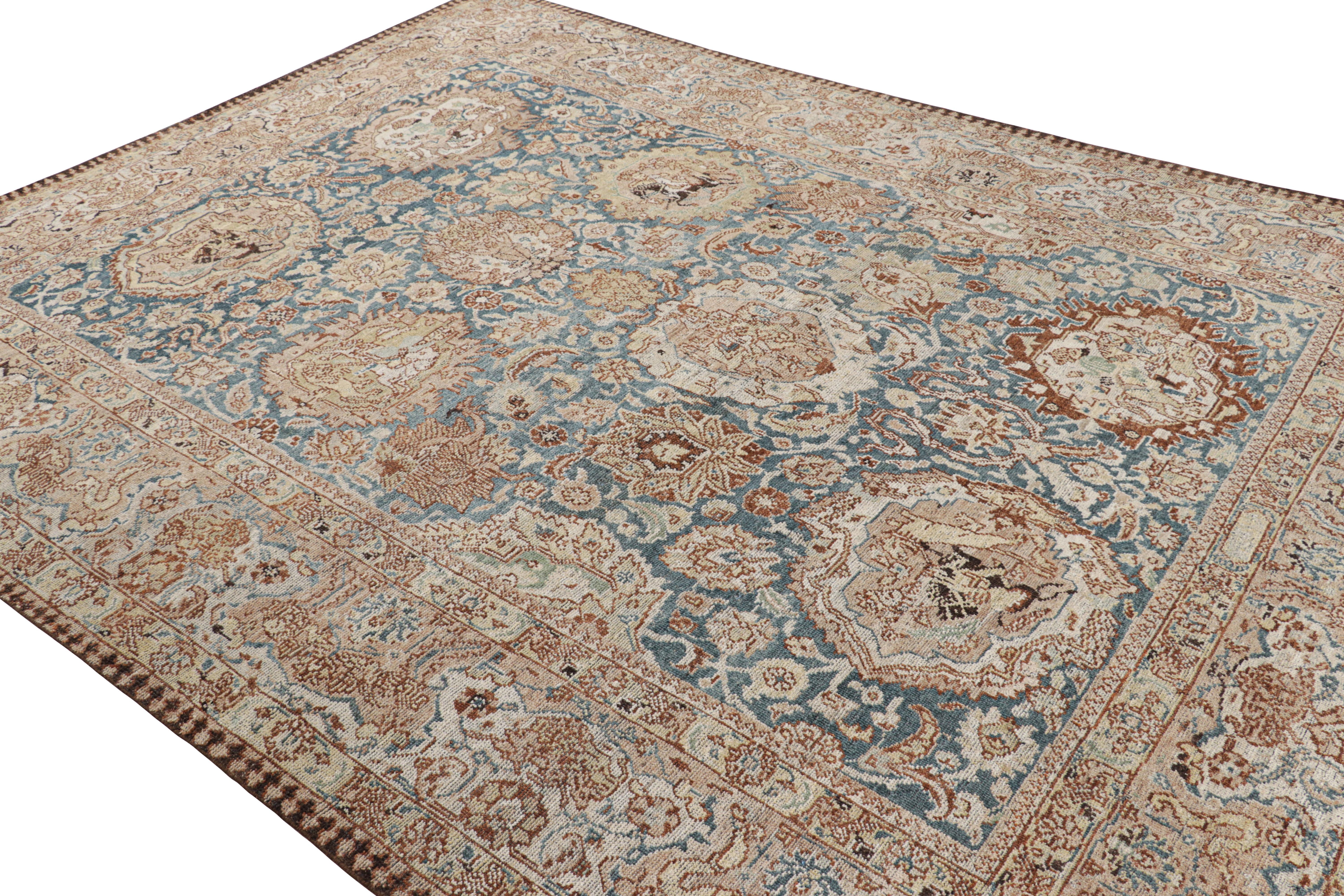 Hand-Knotted Rug & Kilim’s Burano Persian Style Rug with Colorful Pictorials & Floral Pattern For Sale