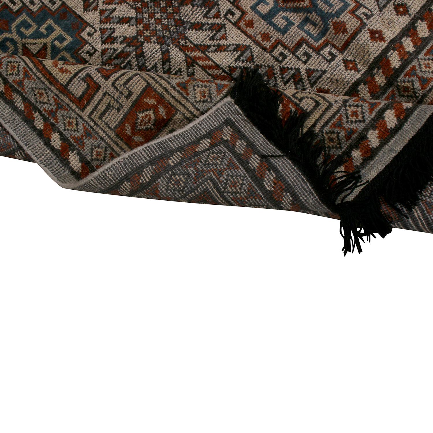 Teppich & Kilims Burano Qashqai-Stil Geometrischer Beige-Brauner Wollteppich (Handgeknüpft) im Angebot