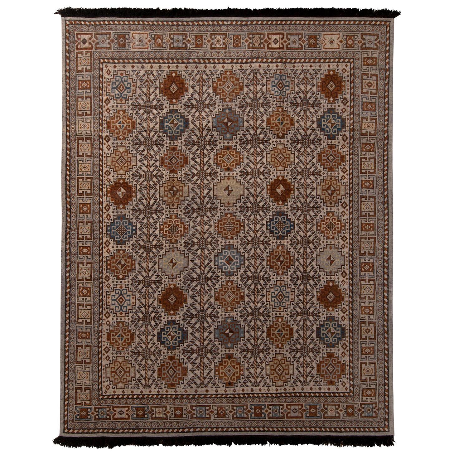 Rug 
Kilim’s Burano Qashqai Style Geometric Beige Brown Wool Custom Rug