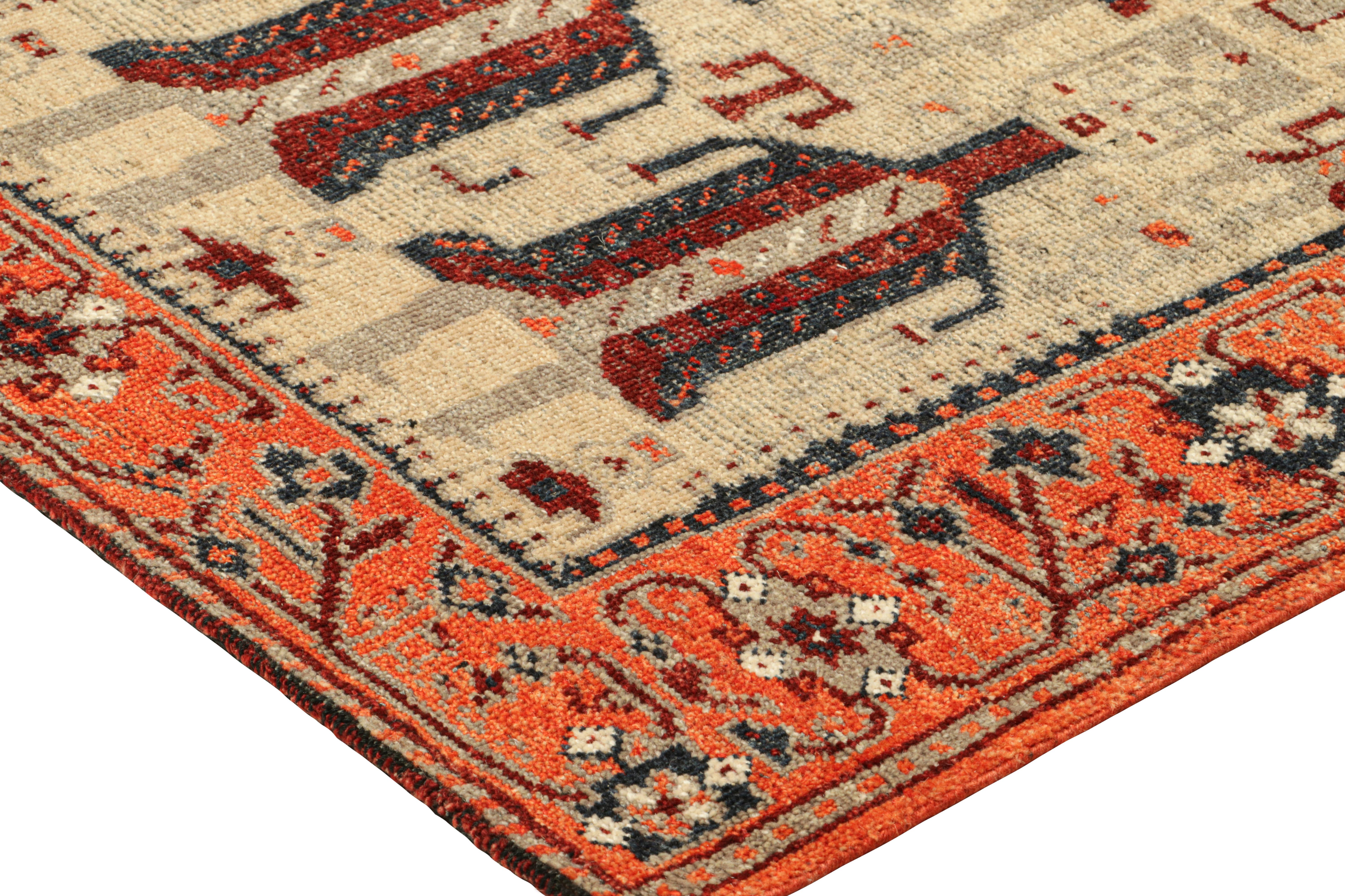 Tappeto Burano di Rug & Kilim in beige con pitture umane e motivi floreali In condizioni Nuovo in vendita a Long Island City, NY