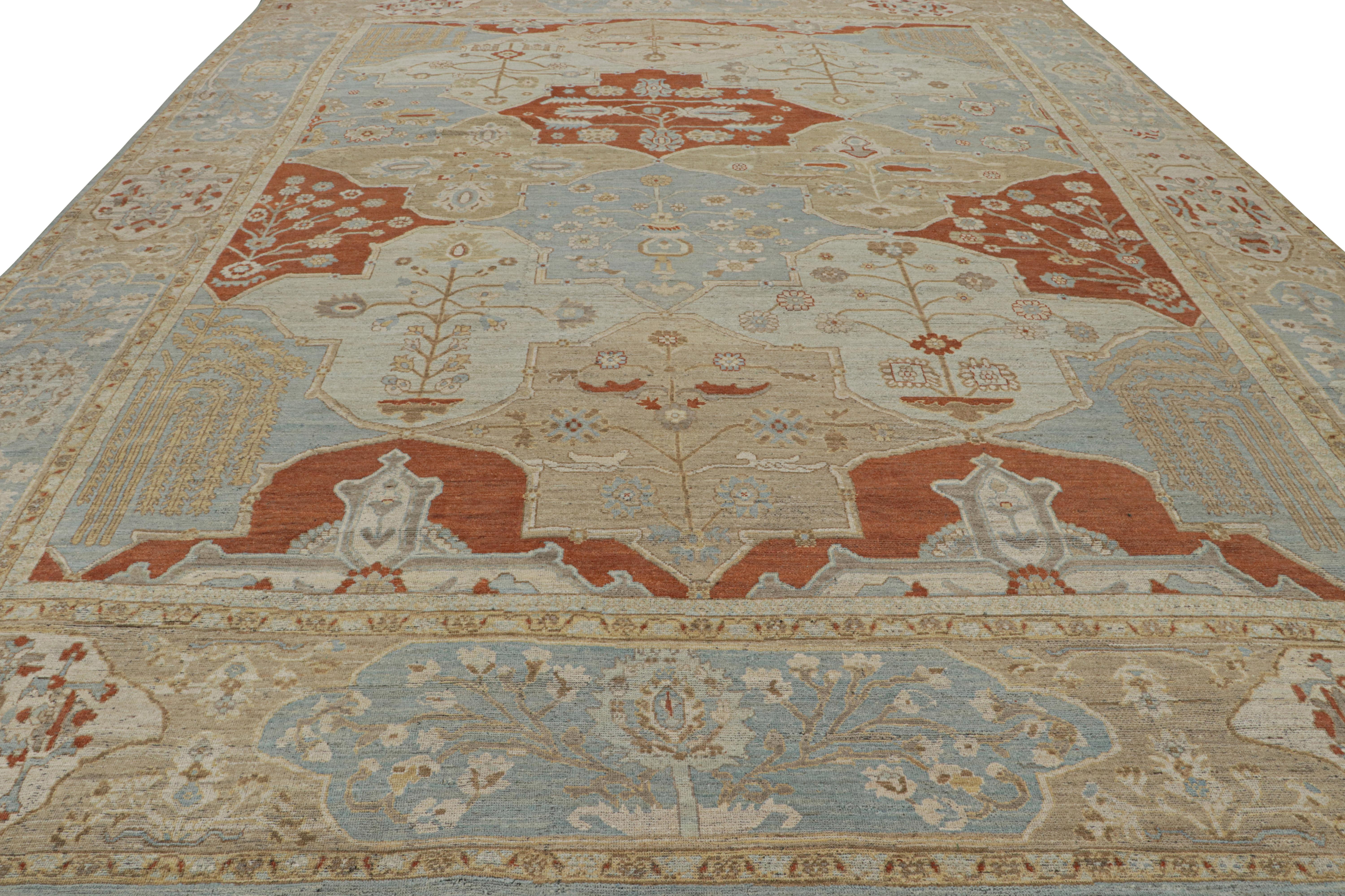 Indian Rug & Kilim’s Burano Rug with Floral Patterns and Cartouches For Sale