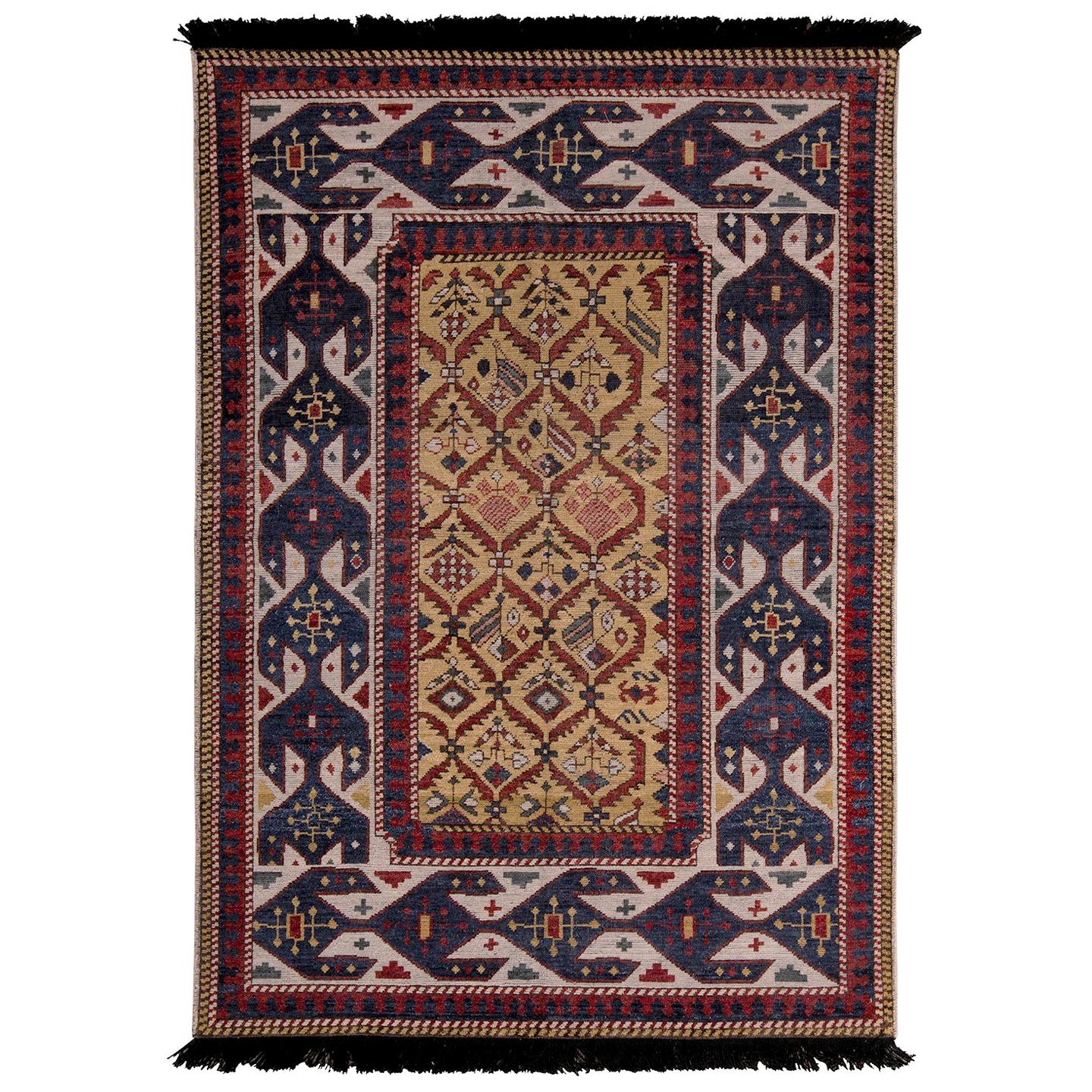 Rug 
Kilim
s Burano Seychour Style Beige-Braun Blau und Rot Wolle Custom Rug