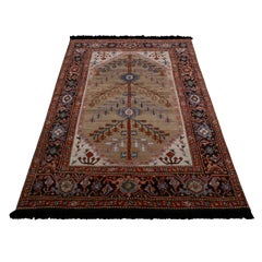 Rug & Kilim's Burano Style Beige Red and Blue Persian Custom Hamadan Style Rug