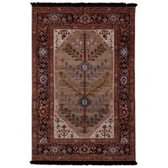 Rug & Kilim’s Burano Style Beige Red and Blue Custom Persian Hamadan Style Rug