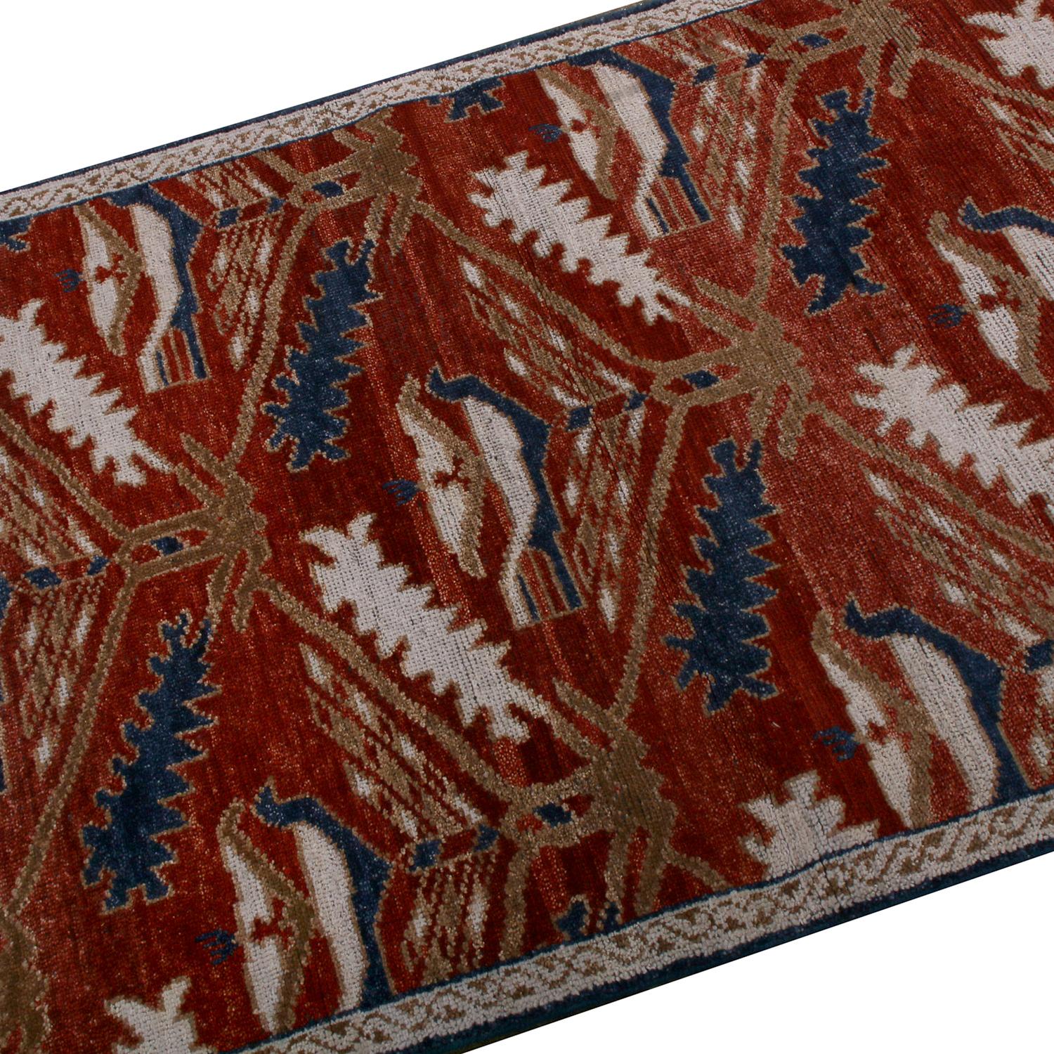 Teppich & Kilims Burano Turkmen Style Beige Braun und Rot Wolle Maßgefertigter Läufer (Rustikal) im Angebot