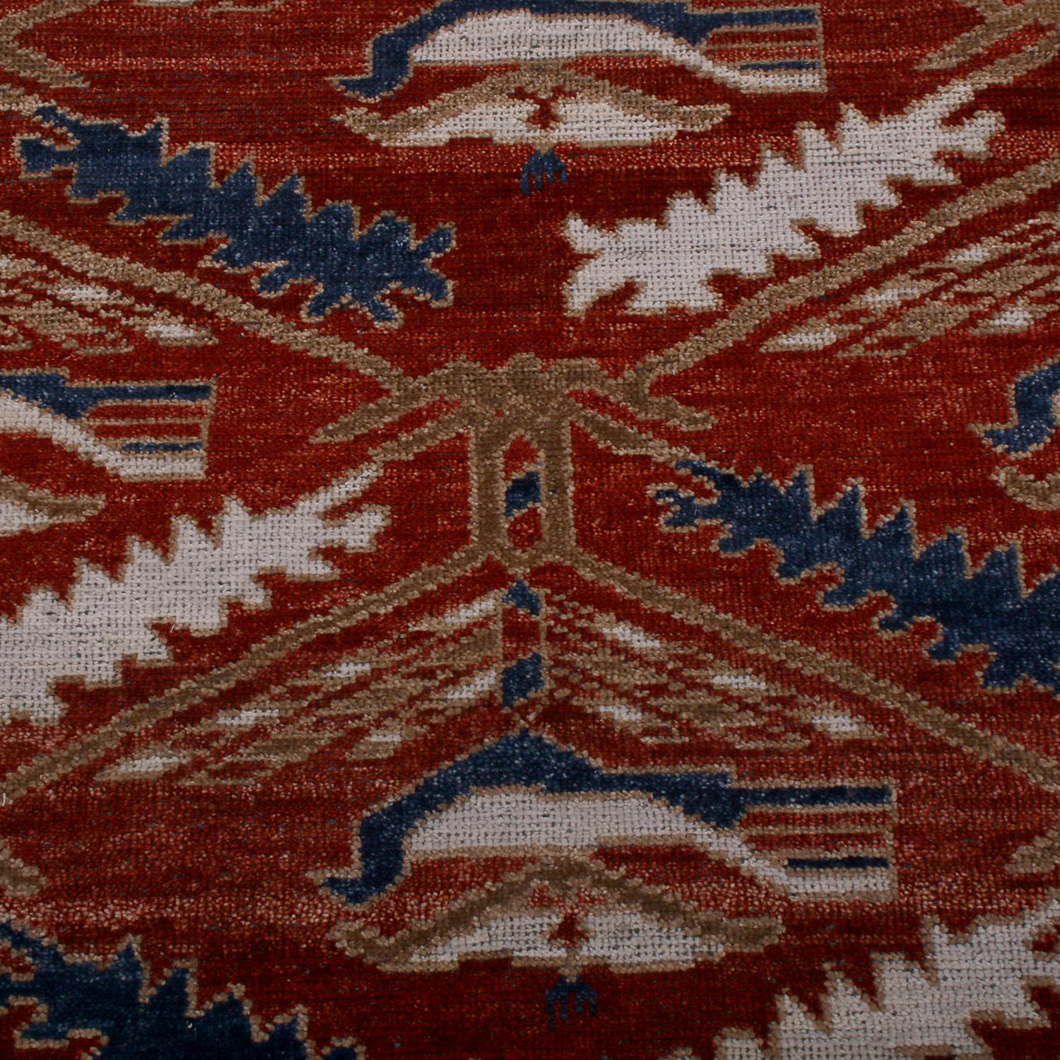 Rustic Rug & Kilim’s Burano Turkmen Style Beige Brown and Red Wool Custom Runner For Sale