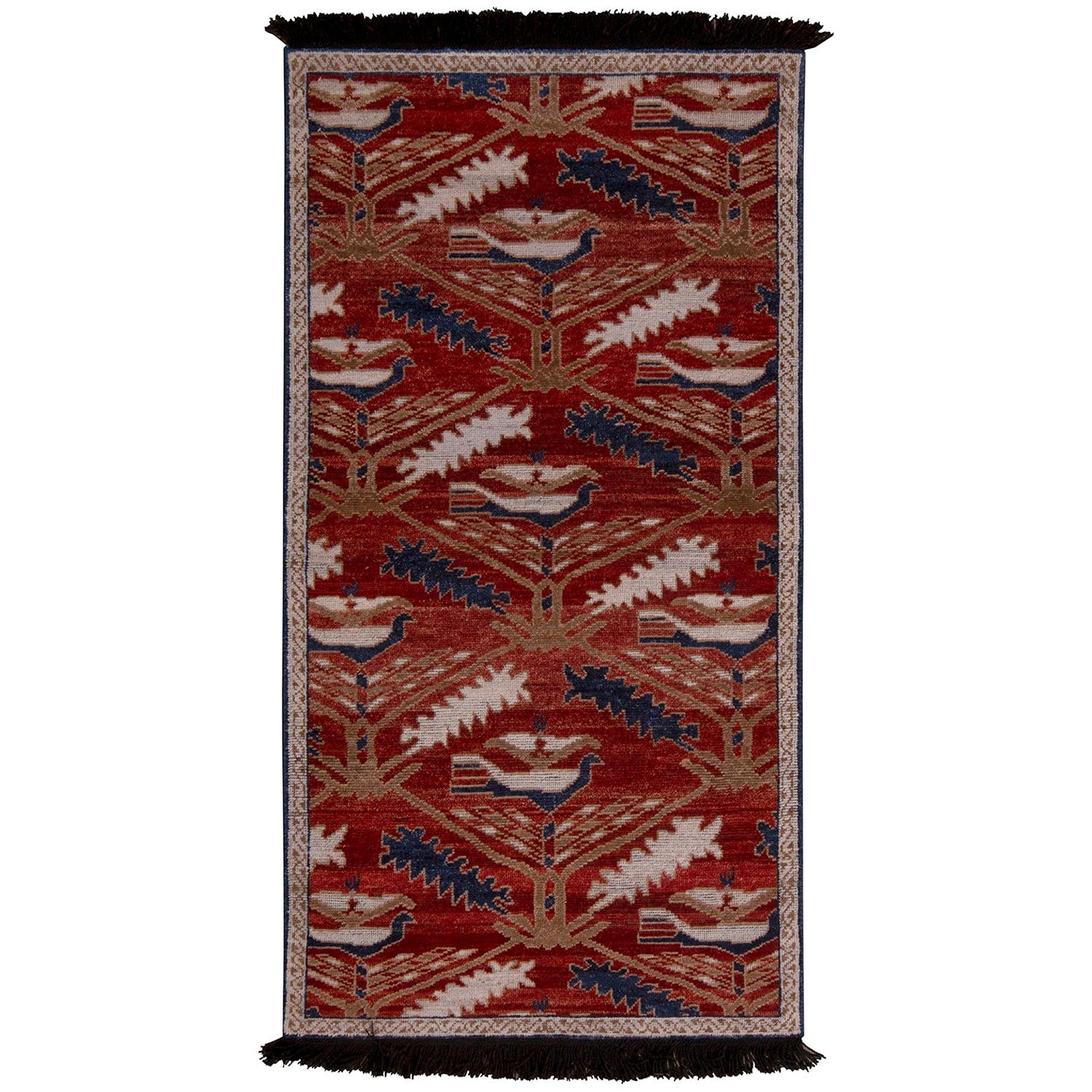 Rug & Kilim’s Burano Turkmen Style Beige Brown and Red Wool Custom Runner