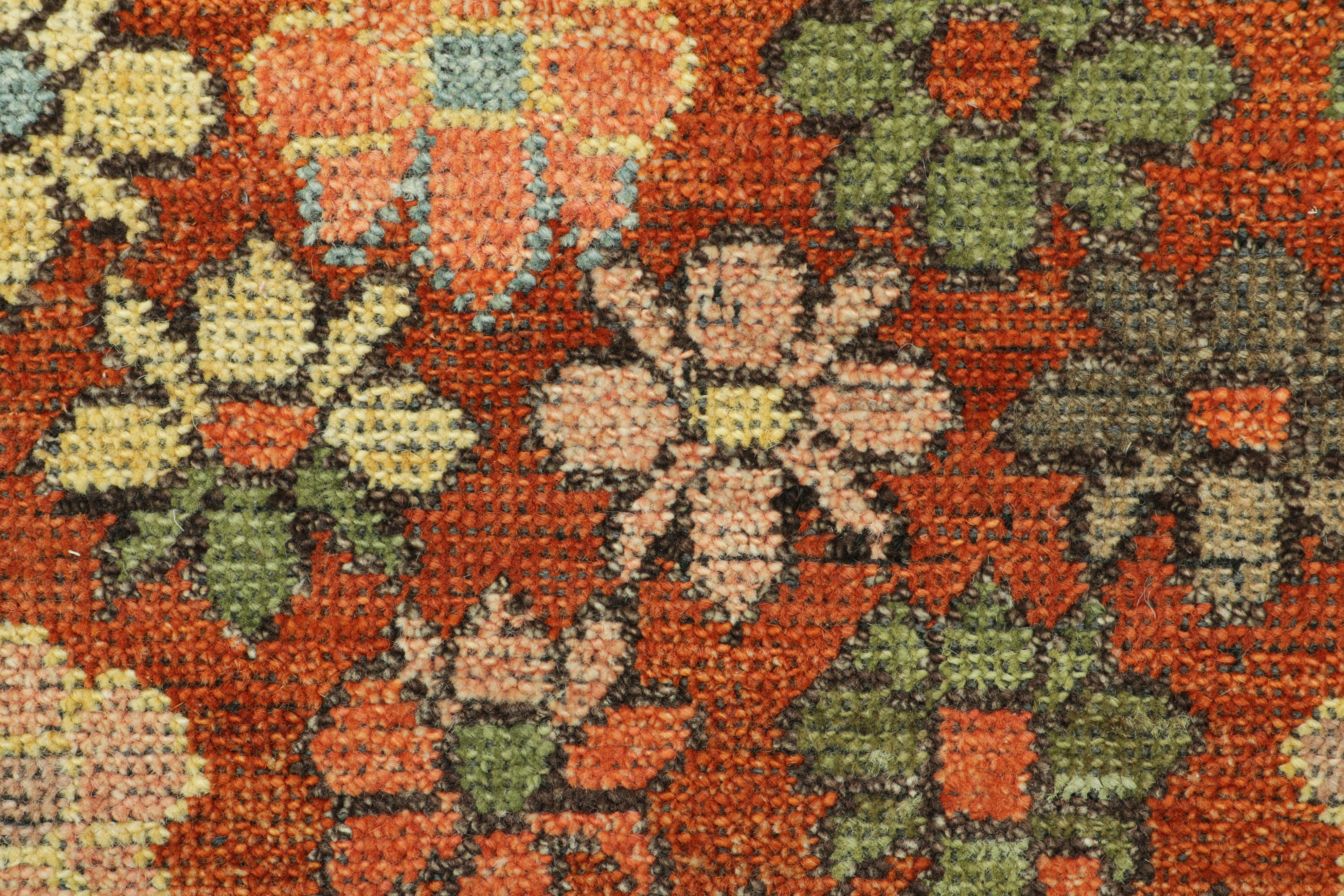 Indian Rug & Kilim’s Caucasian Custom Rug Sample with Multicolor Floral Patterns For Sale