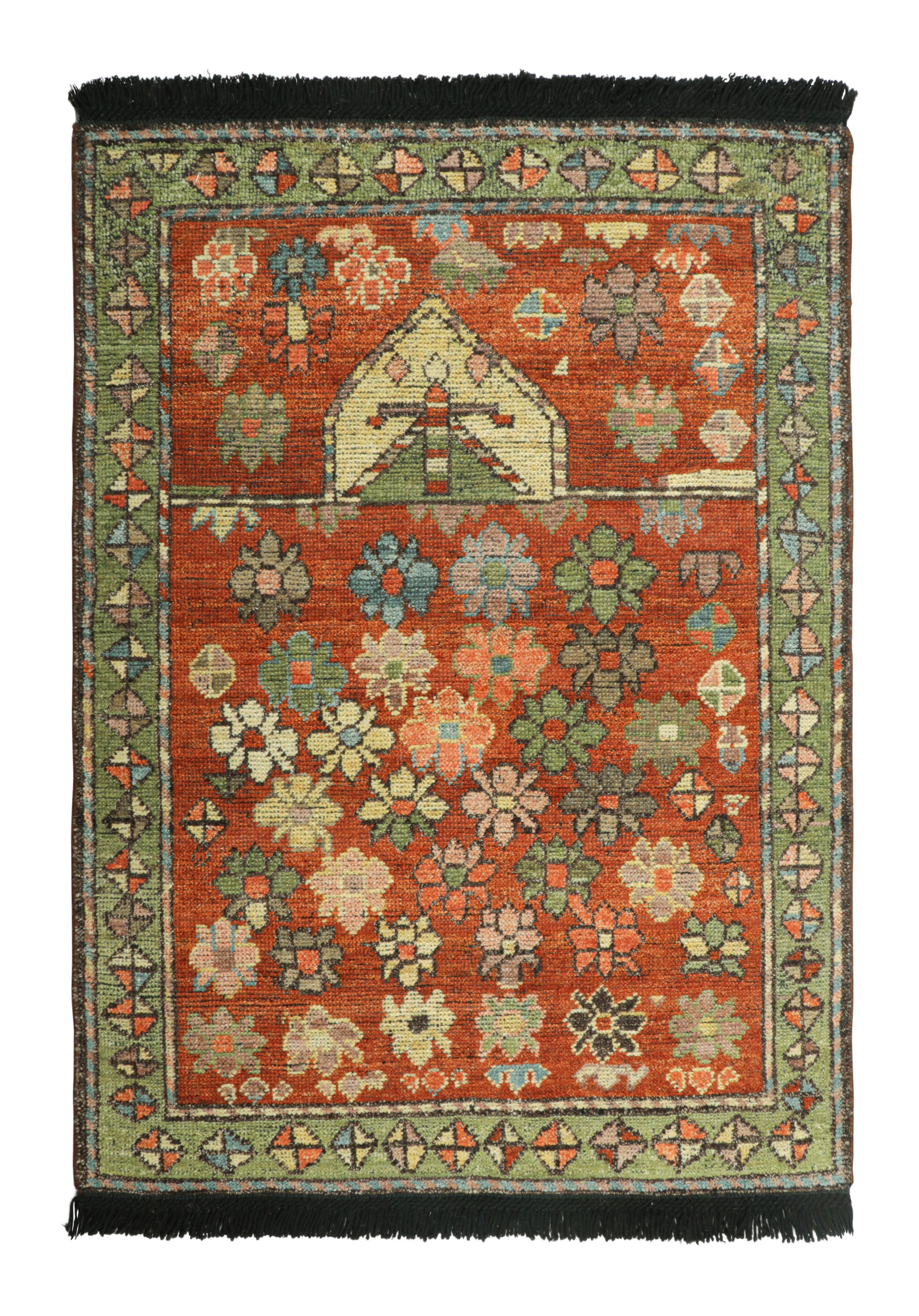 Hand-Knotted Rug & Kilim’s Caucasian Custom Rug Sample with Multicolor Floral Patterns For Sale