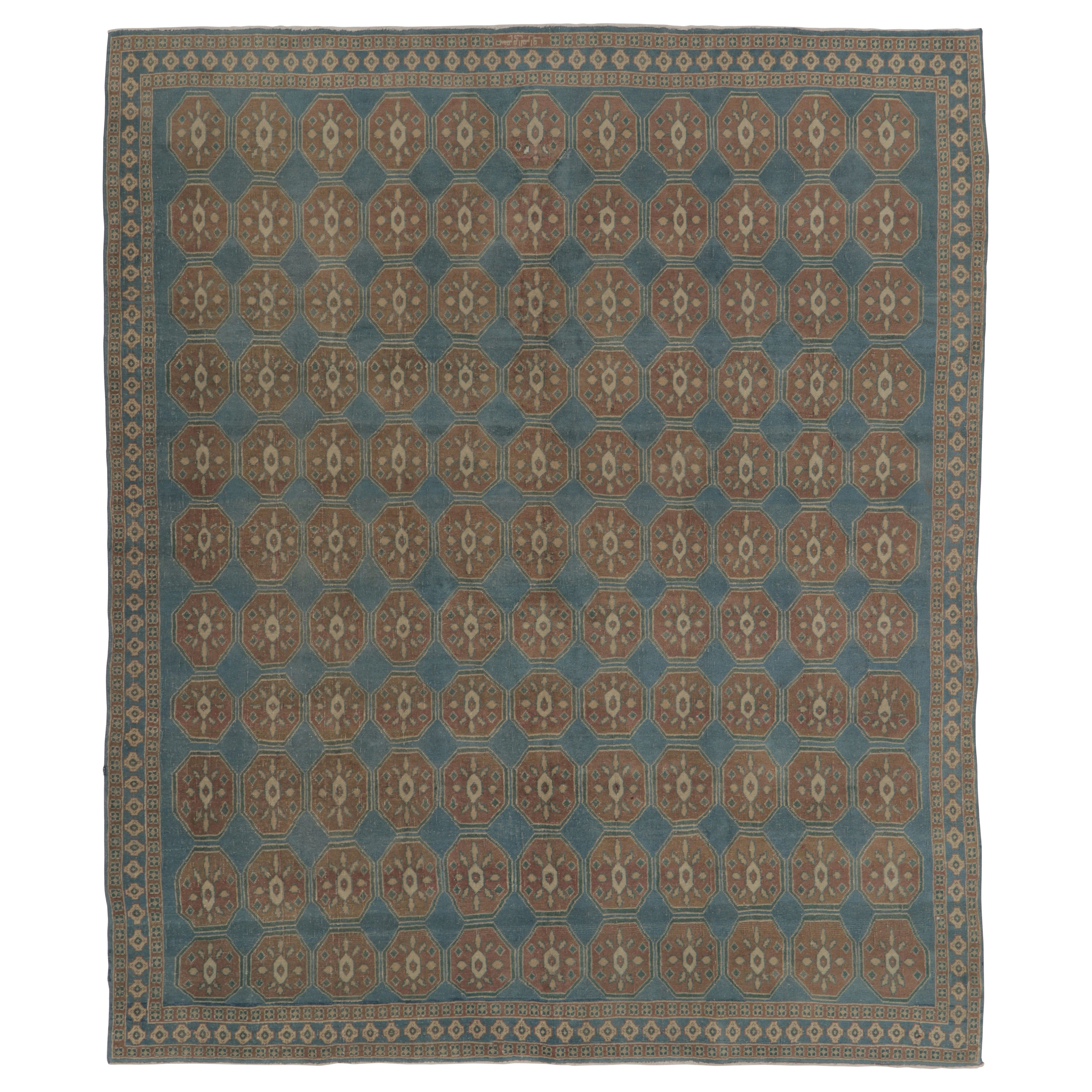 Rug 
Kilim’s Caucasian-Inspired Rug, Blue with Beige-brown Star Medallions For Sale