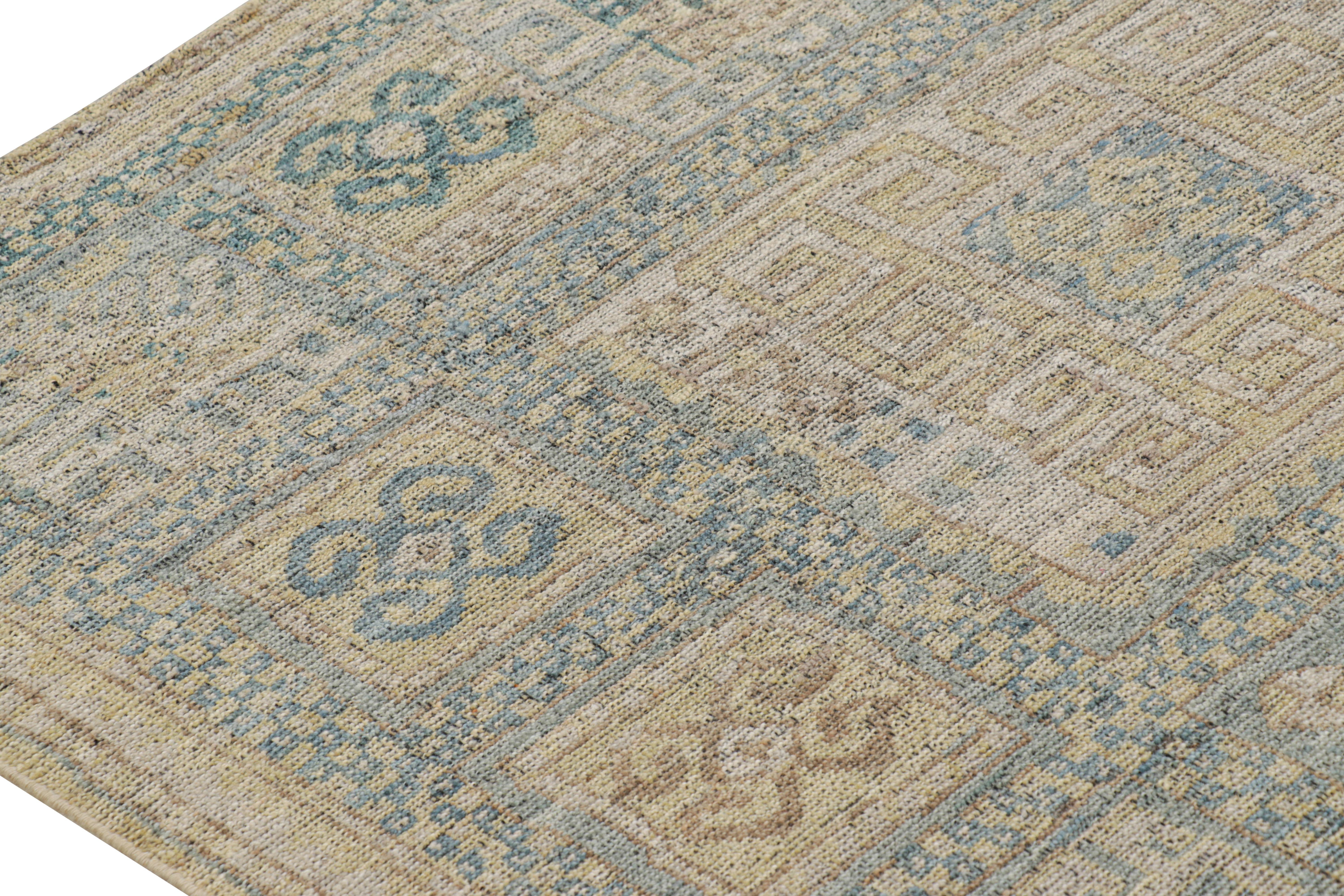 Kazakh Rug & Kilim's Caucasian Kazak Style Rug in Blue with Geometric Patterns (tapis caucasien de style kazak en bleu avec des motifs géométriques) en vente