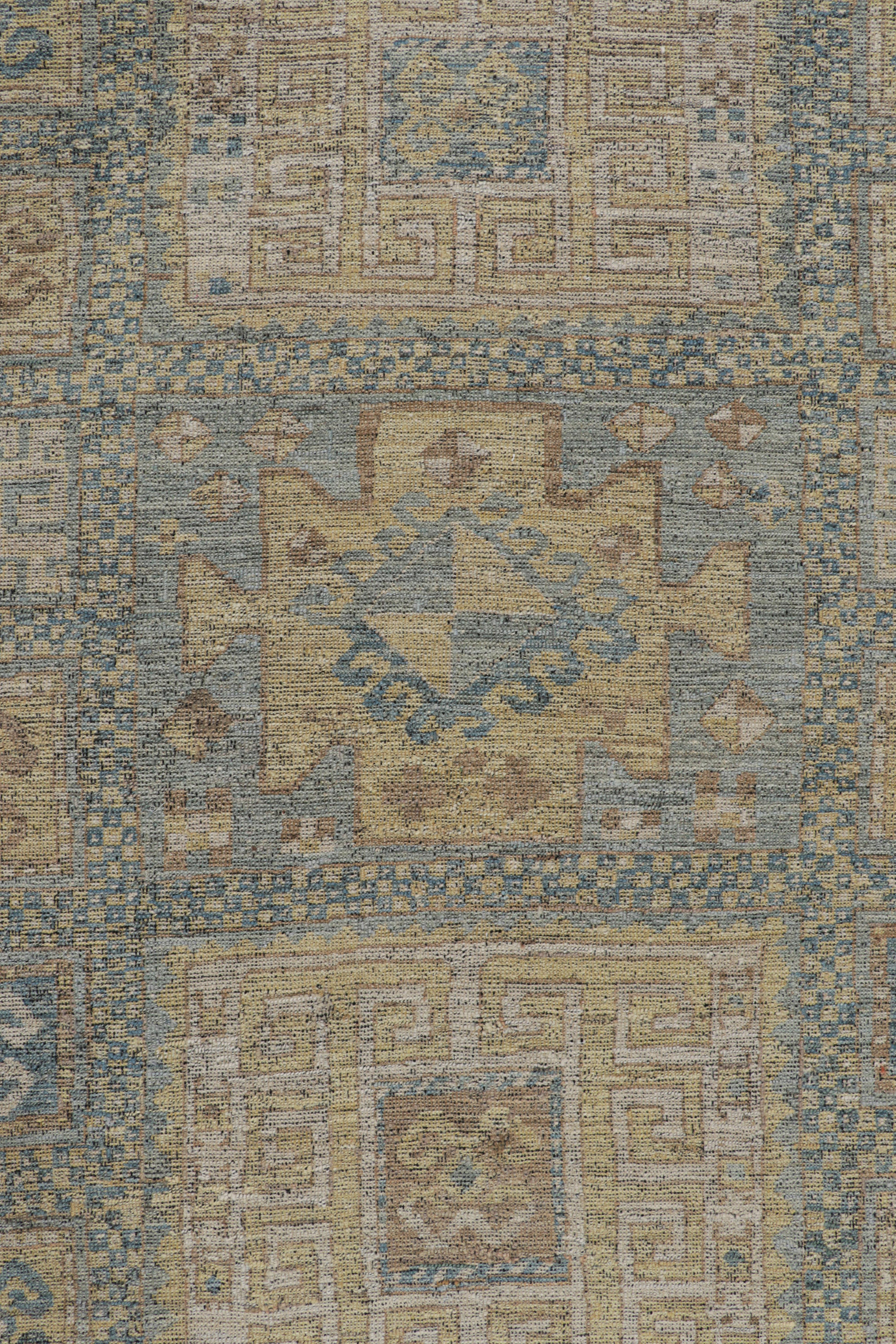 Rug & Kilim's Caucasian Kazak Style Rug in Blue with Geometric Patterns (tapis caucasien de style kazak en bleu avec des motifs géométriques) Neuf - En vente à Long Island City, NY